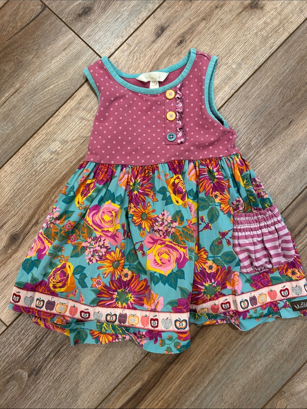 Matilda Jane Pink Polka Bodice Teal Floral Dress